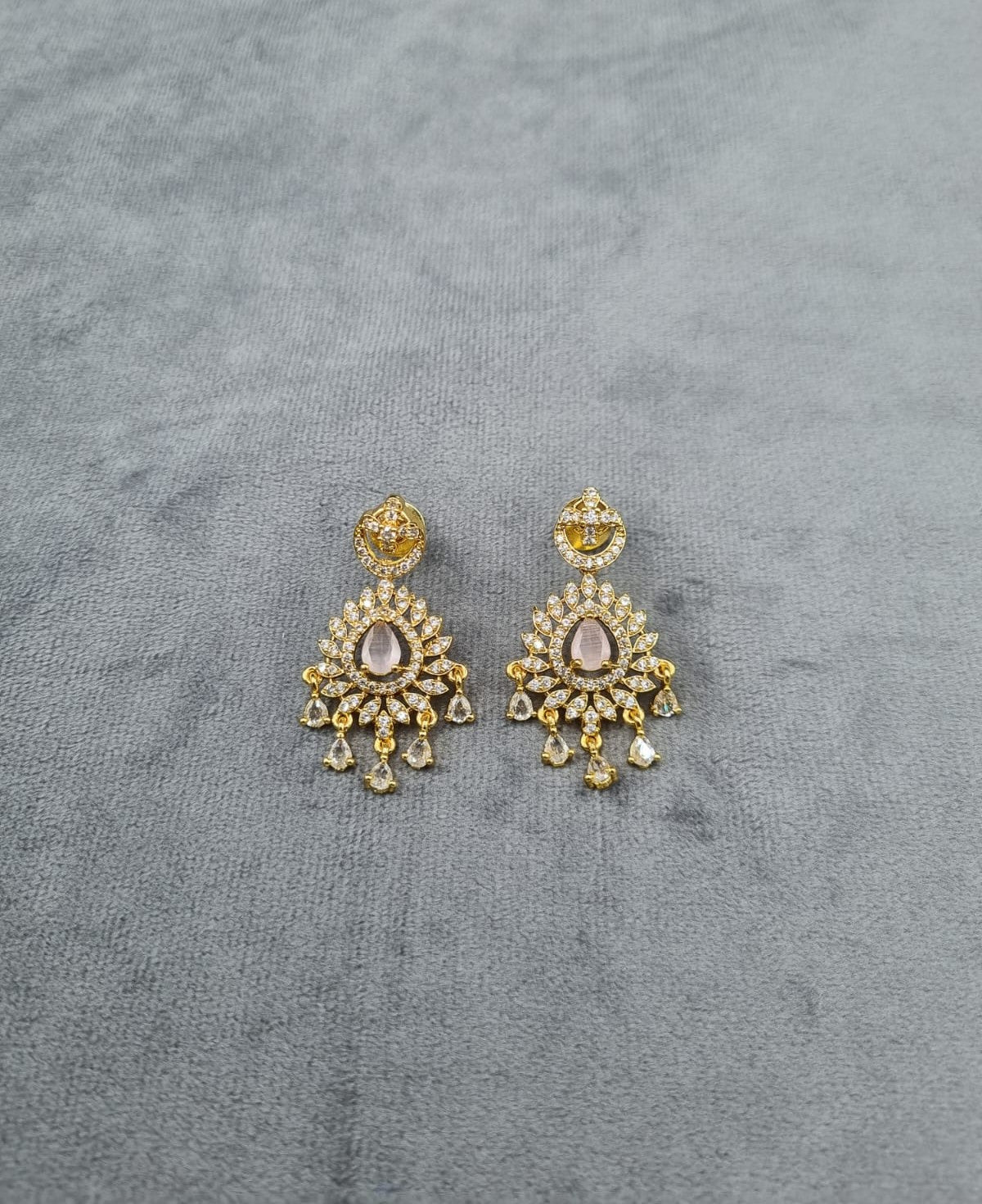 Blush Pink Teardrop Chandelier Drops Earrings